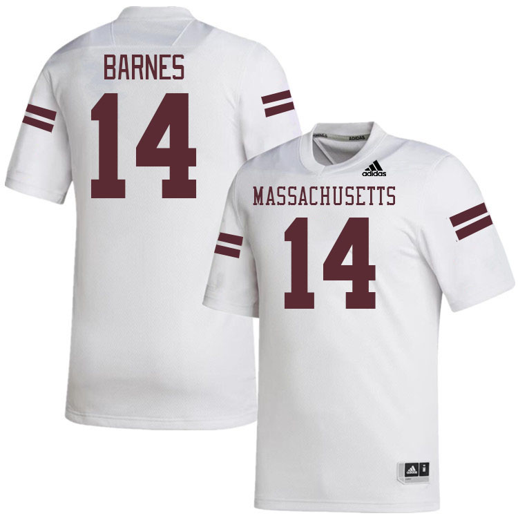 Massachusetts Minutemen #14 Ryan Barnes College Football Jerseys Stitched-White